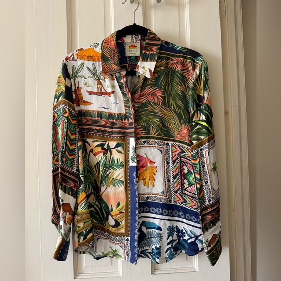 FARM Rio Mixed Scarf Print Button Down Shirt - Picture 3 of 6